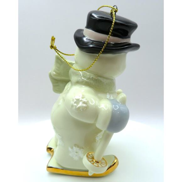 Porcelain Snowman Skier Ornament with Skis and Poles Christmas Figurine 4.75" - Picture 4 of 10